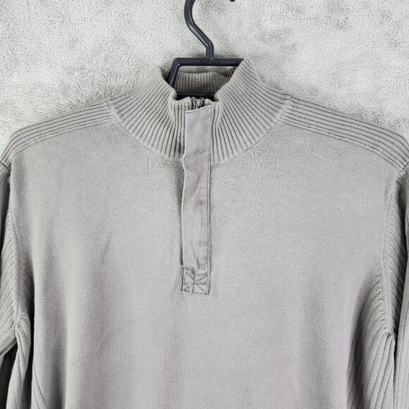 Men's Gray Calvin Klein Jeans Sweatshirt Ribbed Cotton Half-Zip Long Sleeve XL - Picture 5 of 12